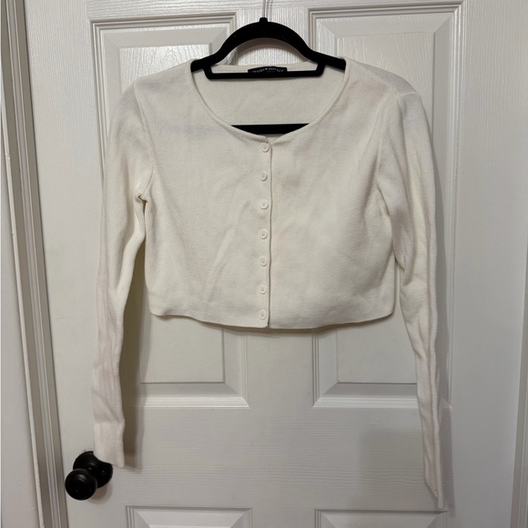 Brandy Melville John Galt‎ Athelia Cropped ribbed Cardigan white - Picture 2 of 6